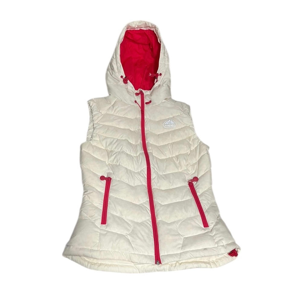 Women’s Pyrenex Down Jacket Puffy Quilted Vest Hoodie Size 34 White